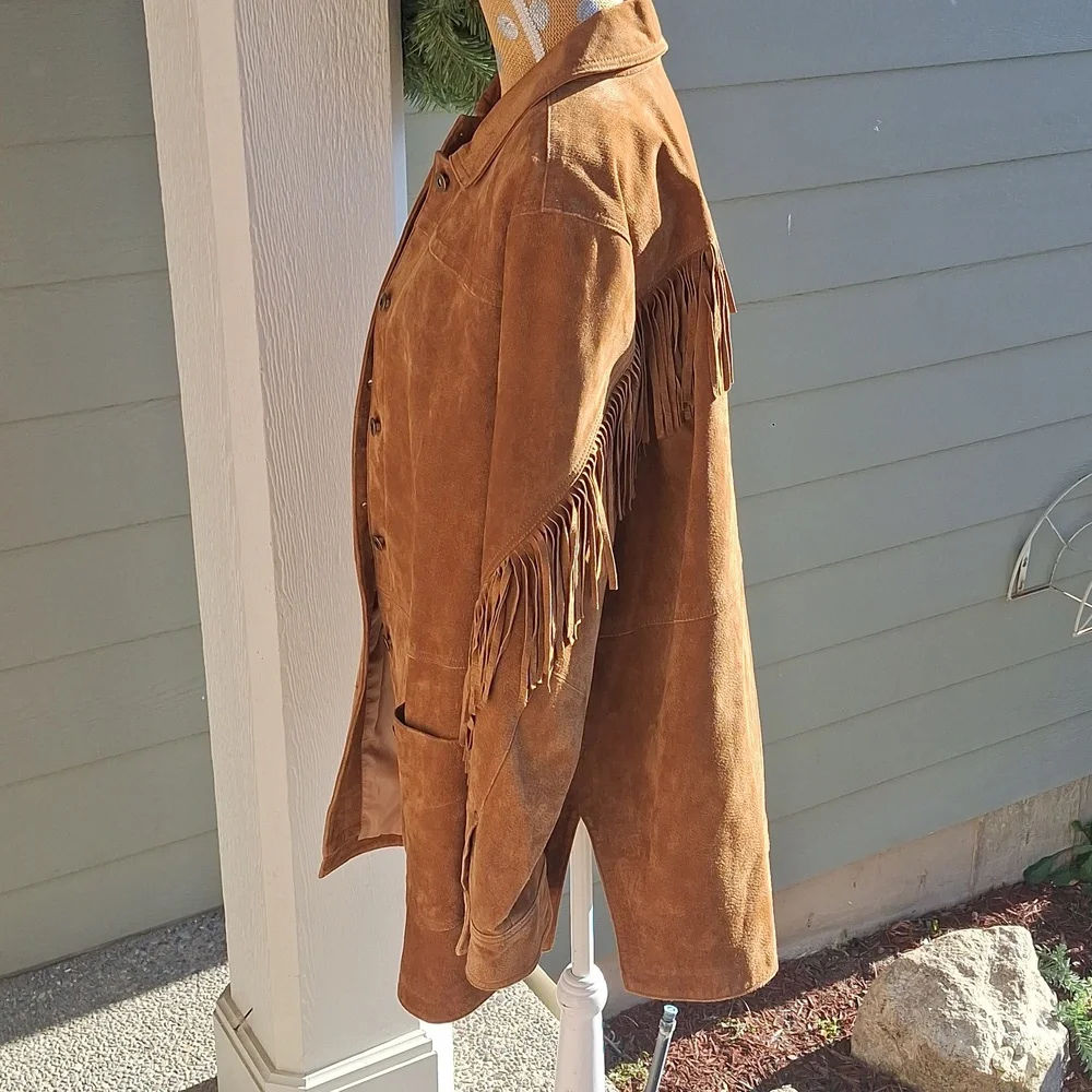 Anthropologie Danae fringe suede leather jacket size 2X western style shacket - Picture 8 of 12